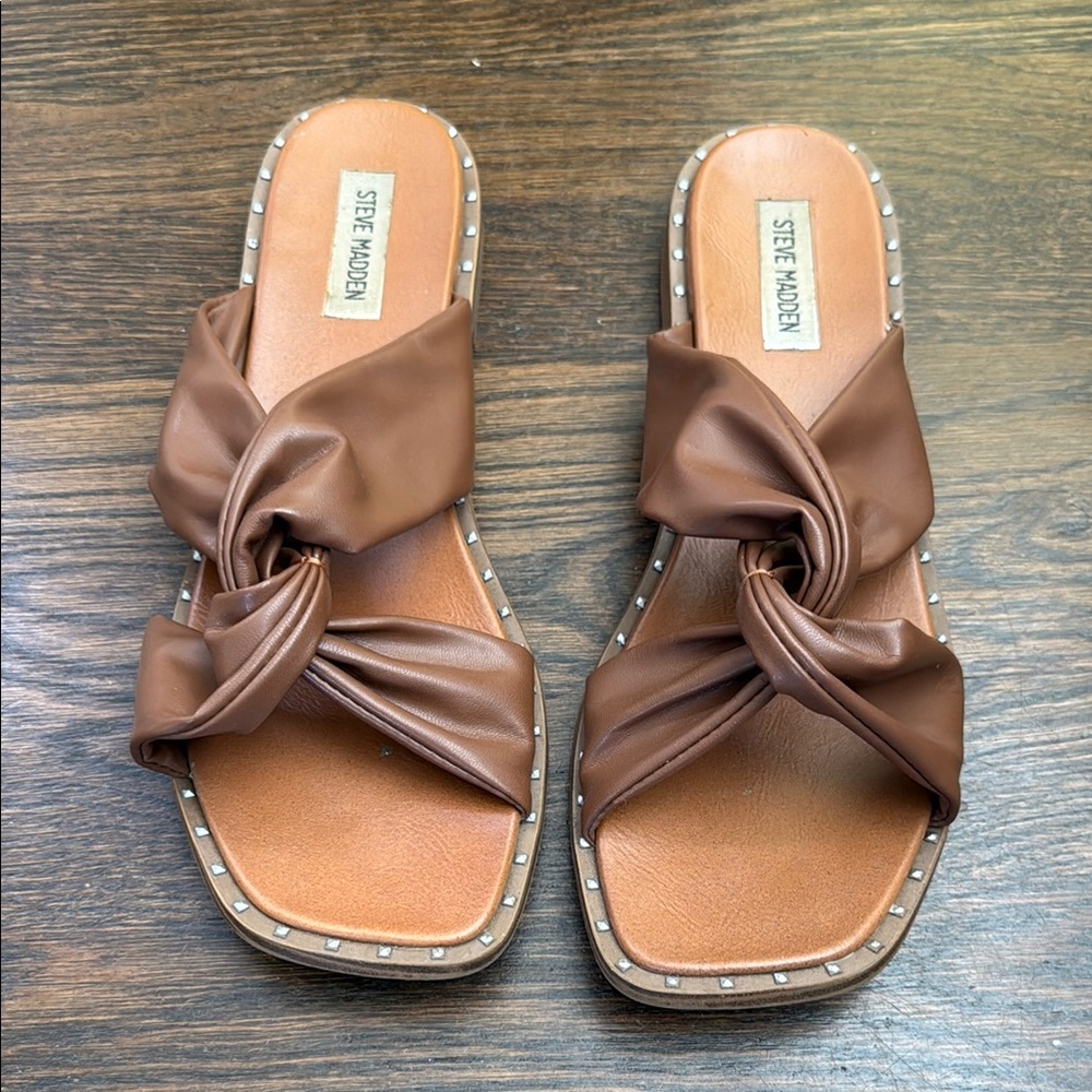 Steve Madden Women's Brown Knotted Slide Sandals